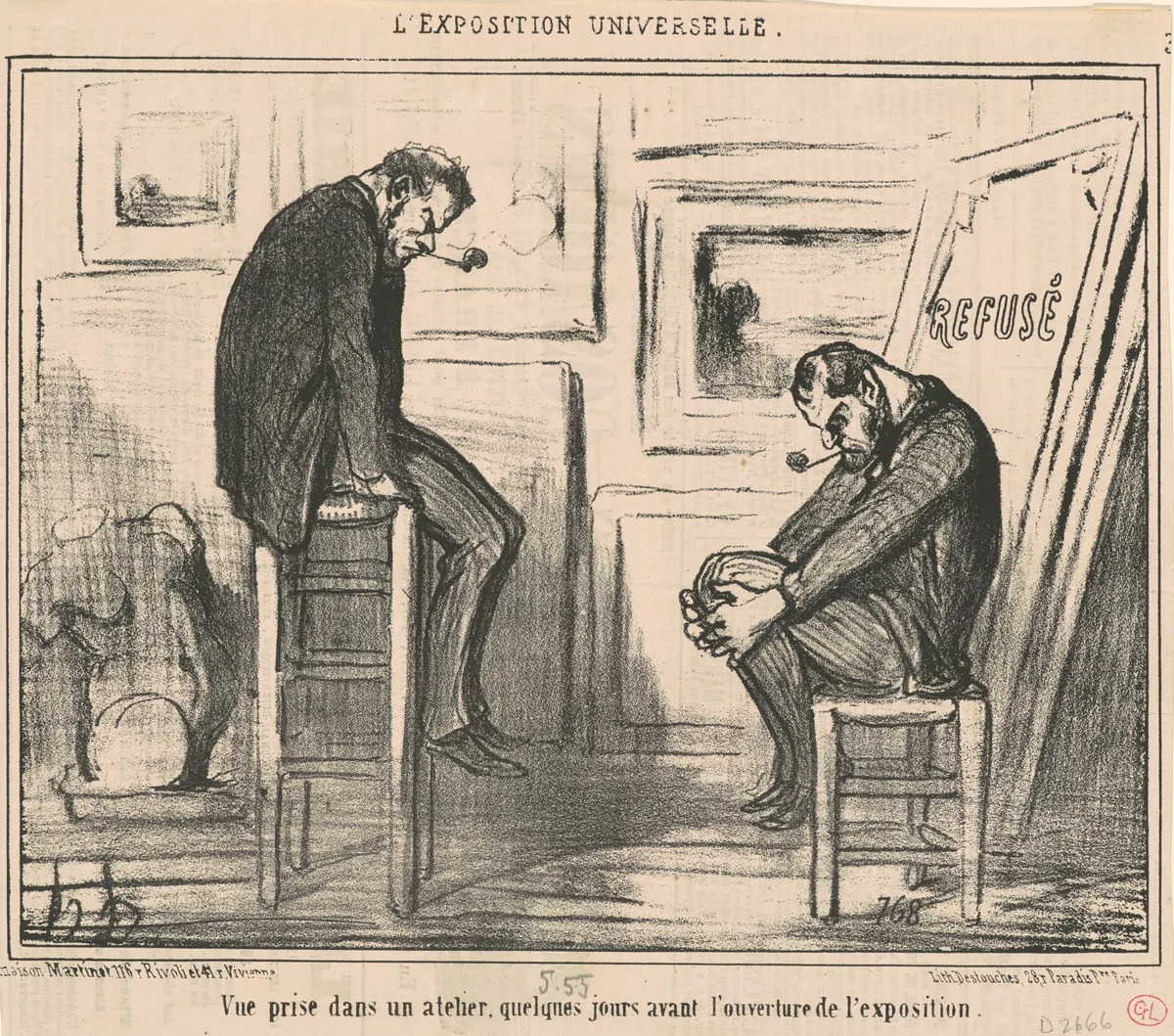 Vue prise dans un atelier ... by Honoré Daumier, print, 1855