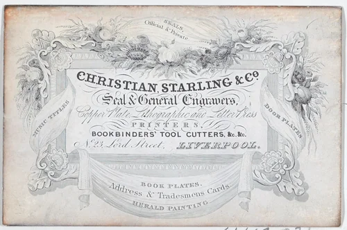 Trade Card for Christian, Starling & Co., Seal and General Engravers by anonymous, print, 1800-1900