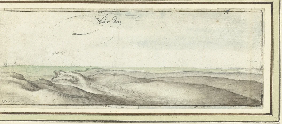 Gezicht op de duinen bij Muiderberg by Wenceslaus Hollar, drawing, 1634