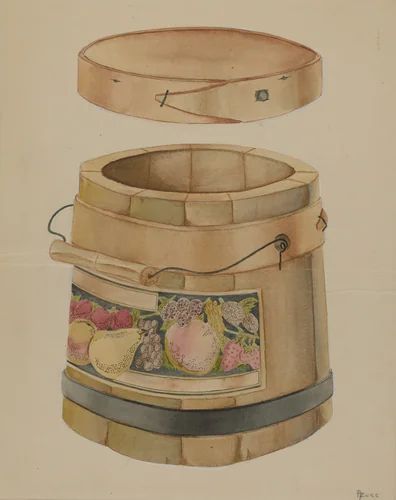 Wooden Jam Pail by Anthony Zuccarello, index of american design, 1936