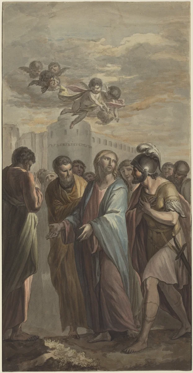 Christ with Apostles and a Roman Soldier by Ernest Zacharias Platner, drawing, 1773-1855
