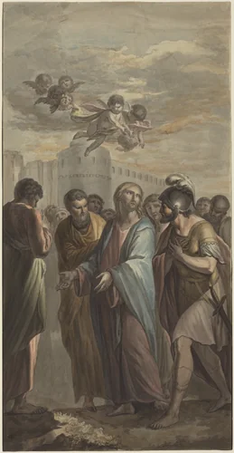 Christ with Apostles and a Roman Soldier by Ernest Zacharias Platner, drawing, 1773-1855