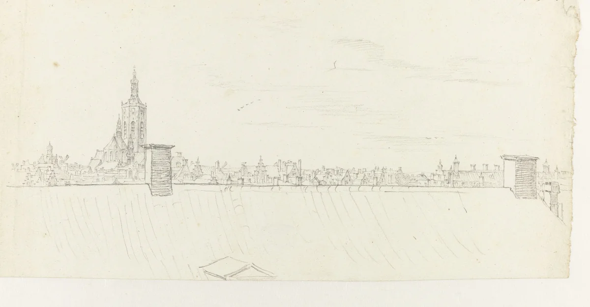 Gezicht op Den Haag by Constantijn Huygens, drawing, 1658