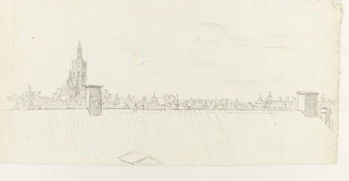 Gezicht op Den Haag by Constantijn Huygens, drawing, 1658