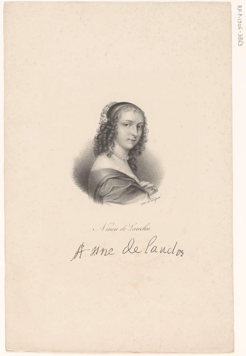 Portret van Ninon de Lenclos by anonymous, print, 1818-1842