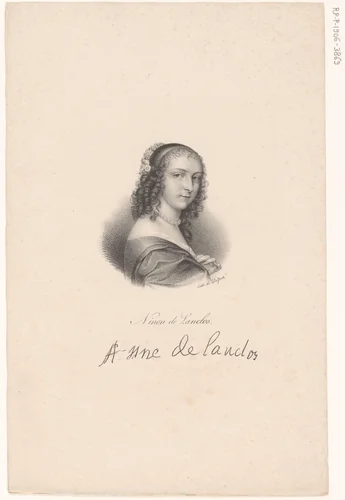 Portret van Ninon de Lenclos by anonymous, print, 1818-1842