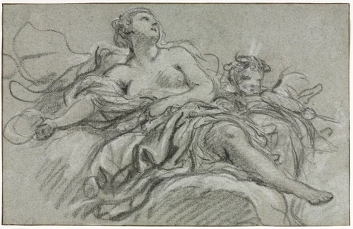 Venus and Cupid by François Boucher, drawing, 1703-1770