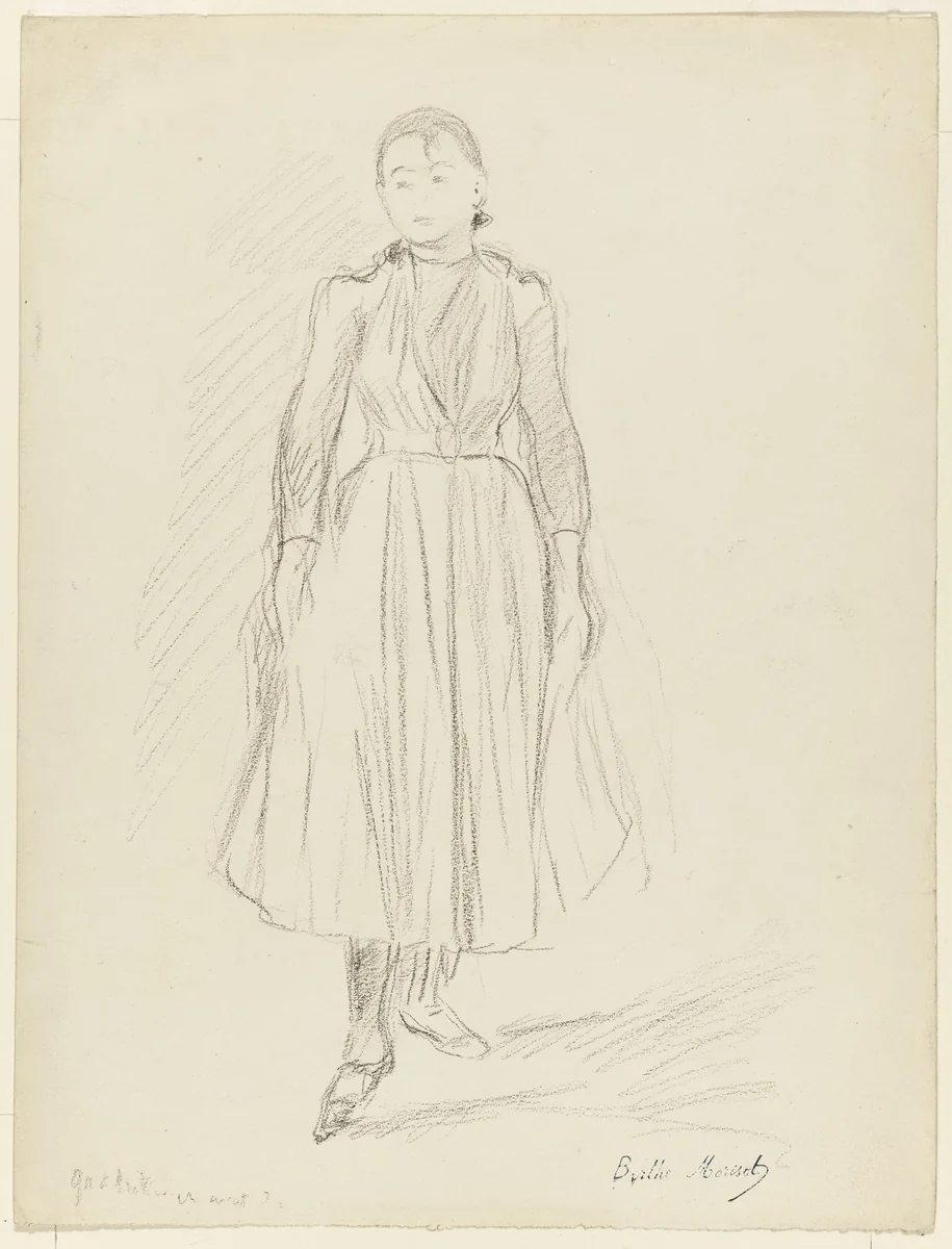 .a Standing Girl .b Harbor Scene by Berthe Morisot, drawing, 1888