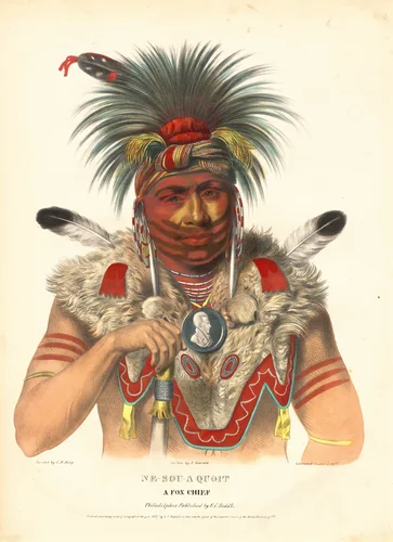 Ne-Sou-A Quoit, a Fox Chief by Albert Newsam
Charles Bird King
Lehman & Duval Lithographers
Edward C. Biddle, print, 1837