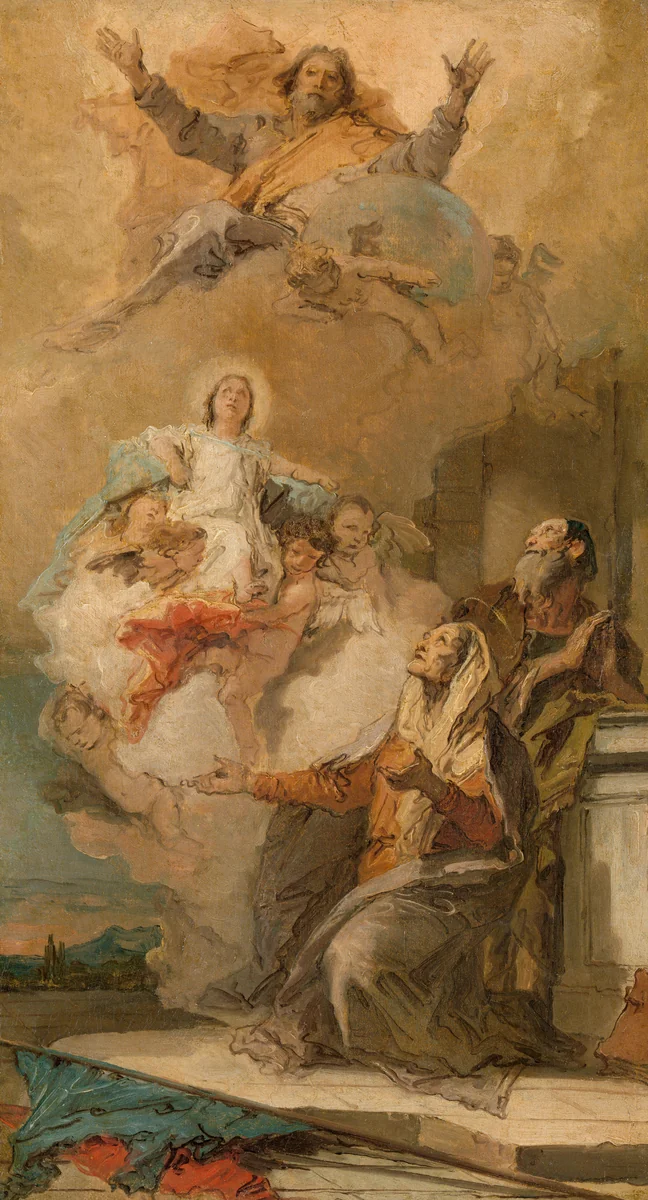 The Immaculate Conception (Joachim en Anna receiving the Virgin Mary from God the Father) by Giovanni Battista Tiepolo, painting, 1757-1759