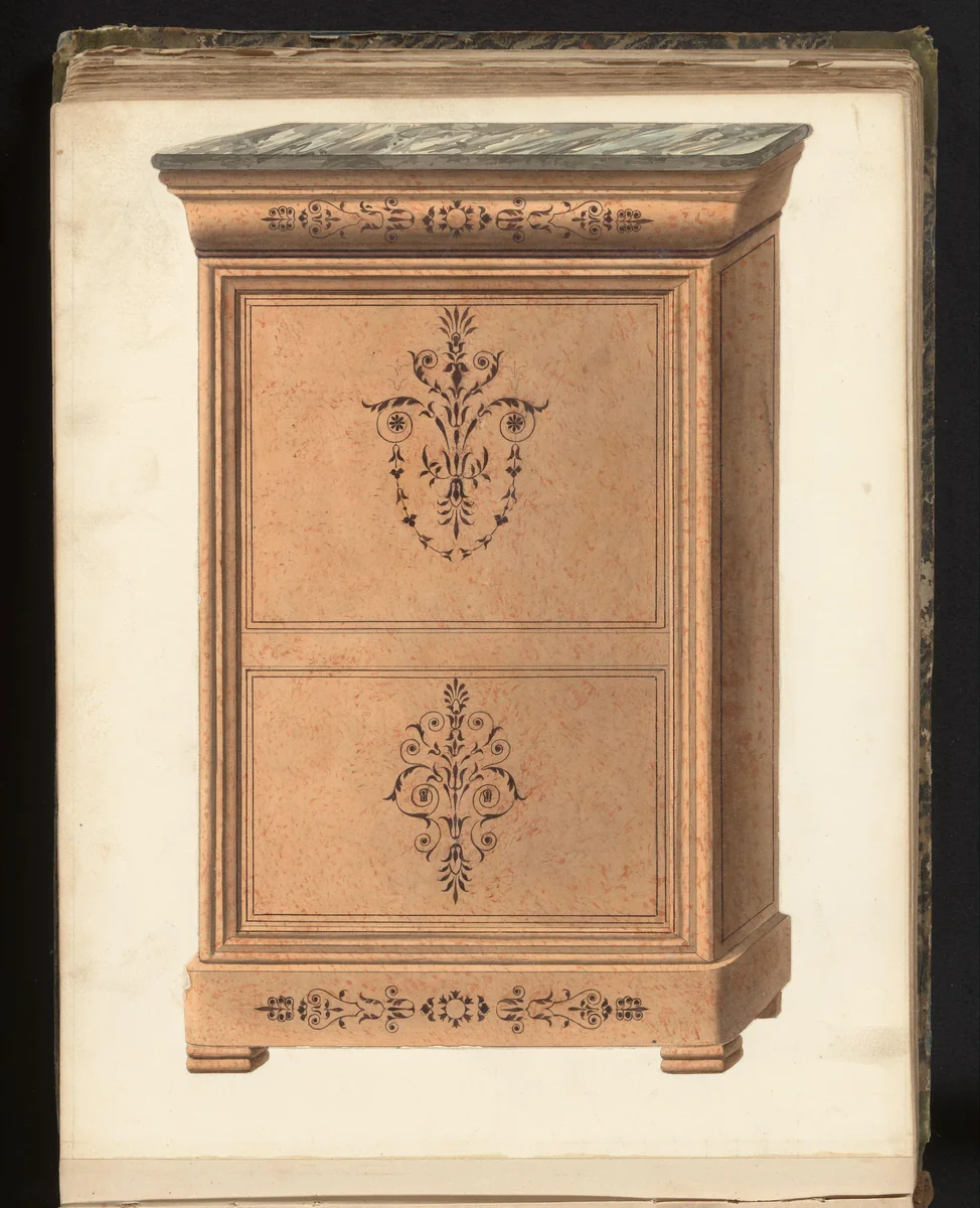 Ontwerp voor een secretaire by anonymous, drawing, 1825-1839