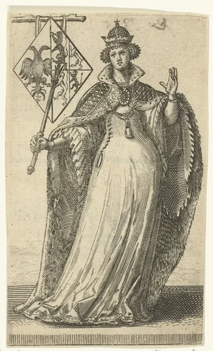 Portret van Margaretha van Beieren by Adriaen Matham, print, 1620