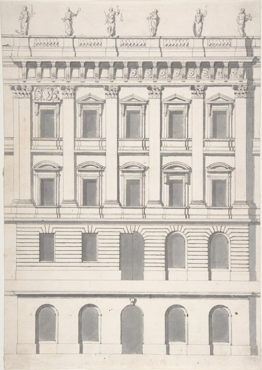 Design for a Palace Façade by Carl Hårleman, drawing, 1720-1753