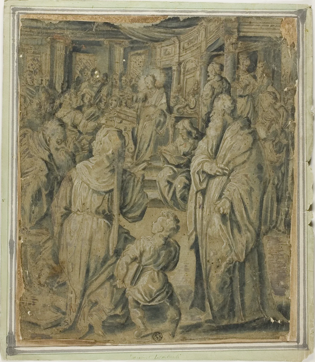 Christ Among the Doctors by Lambert Lombard, drawing, 1526-1600
