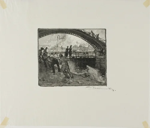 Lock of the Canal Saint-Martin by Louis Auguste Lepère, print, 1890