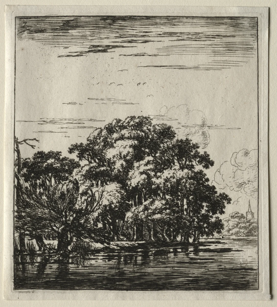 Le bois au bord de la rivière by Herman Naiwincx, print, 1640-1651