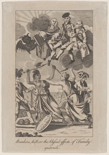 Bunkers Hill, or the Blessed Effects of Family Quarrels by anonymous, print, 1770-1780