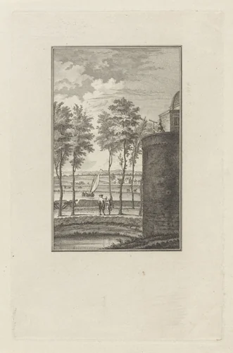Vrouw op een toren bij de wallen van Zutphen by Reinier Vinkeles, print, 1786