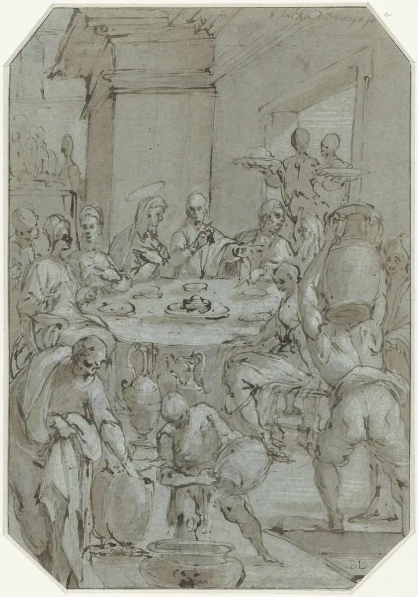 Bruiloft van Kana by Avanzino Nucci, drawing, 1561-1629