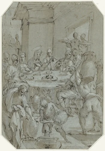 Bruiloft van Kana by Avanzino Nucci, drawing, 1561-1629