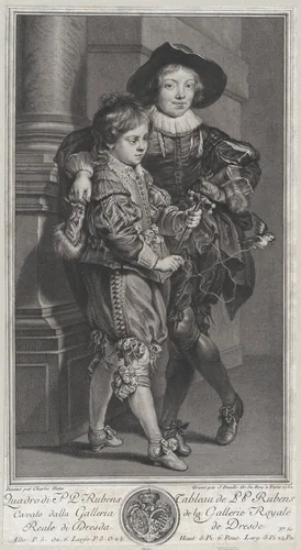 Portrait of Rubens' sons, Albert and Nikolaus by Jean Daullé, print, 1752