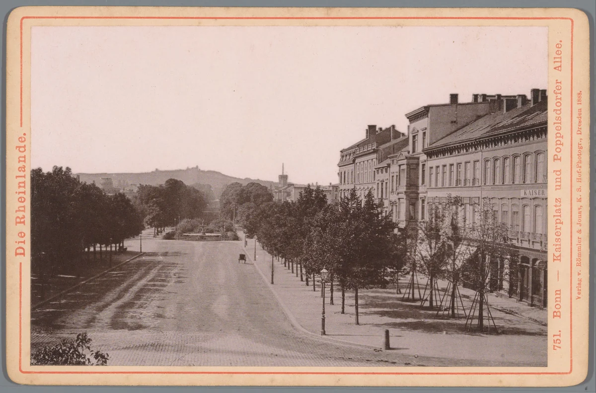 Gezicht op het Kaiserplatz en de Poppelsdorfer Allee in Bonn by anonymous, photograph, 1888