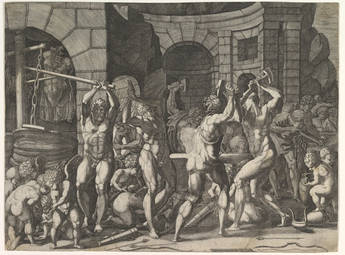 Vulcan's Forge by Master FG, print, 1530-1560