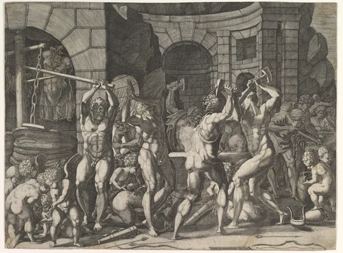 Vulcan's Forge by Master FG, print, 1530-1560