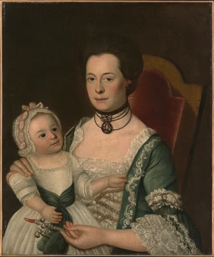 Mrs. Jacob Hurd and Child by William Johnston, artwork, 1759-1762