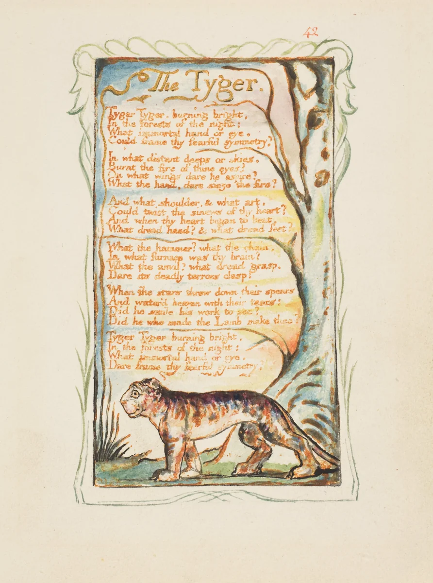 Songs of Experience: The Tyger by William Blake, print, 1794-1825