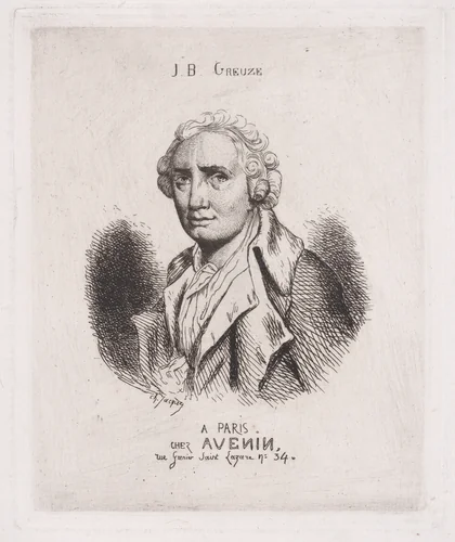 Portrait of J.B. Greuze by Charles Jacque, print, 1831-1894