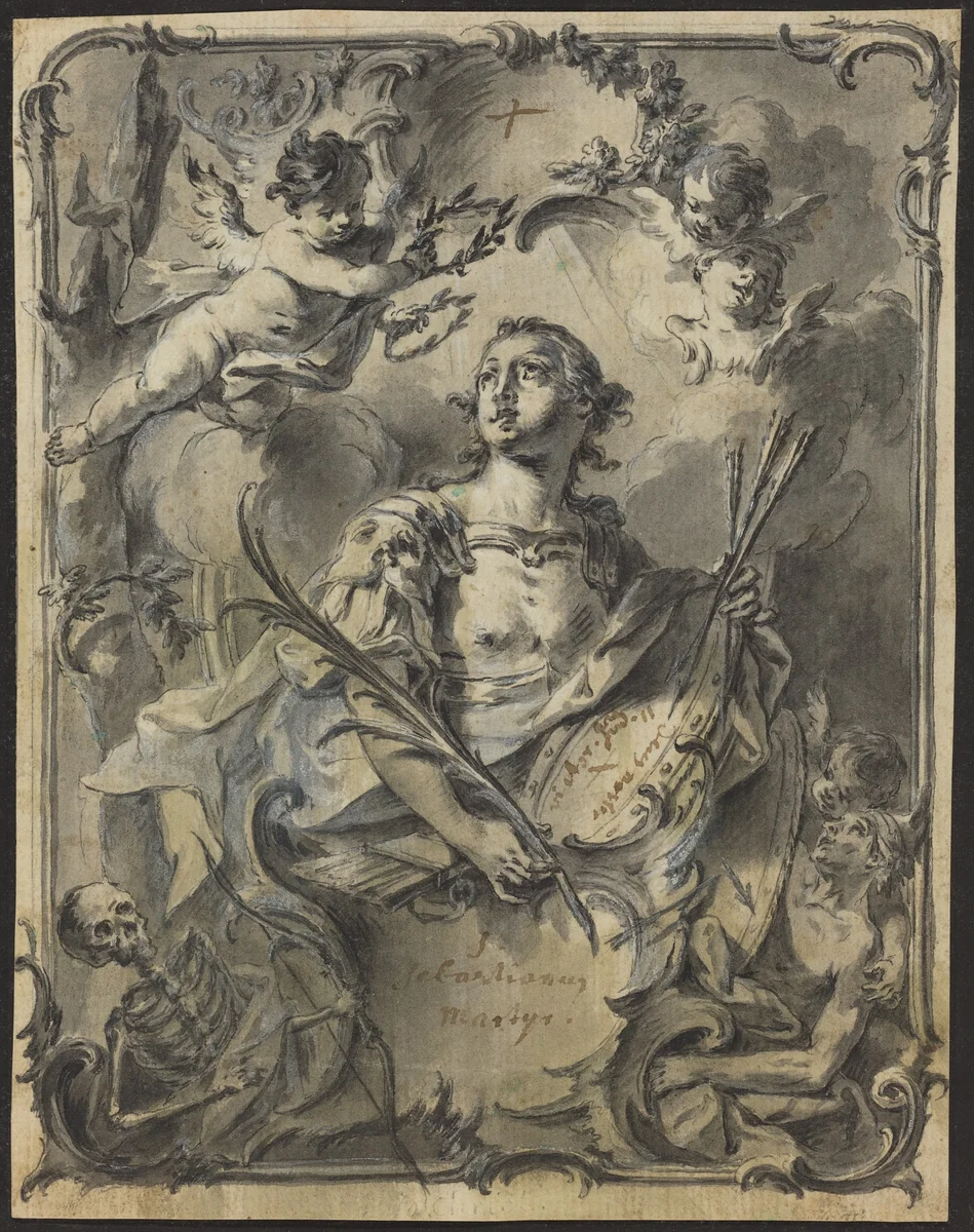 Saint Sebastian by Joseph Christ, drawing, 1732-1788