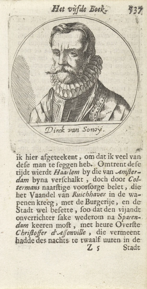 Portret van de geuzenleider Diederik van Sonoy by Hendrik Jacobsz Soeteboom, print, 1658
