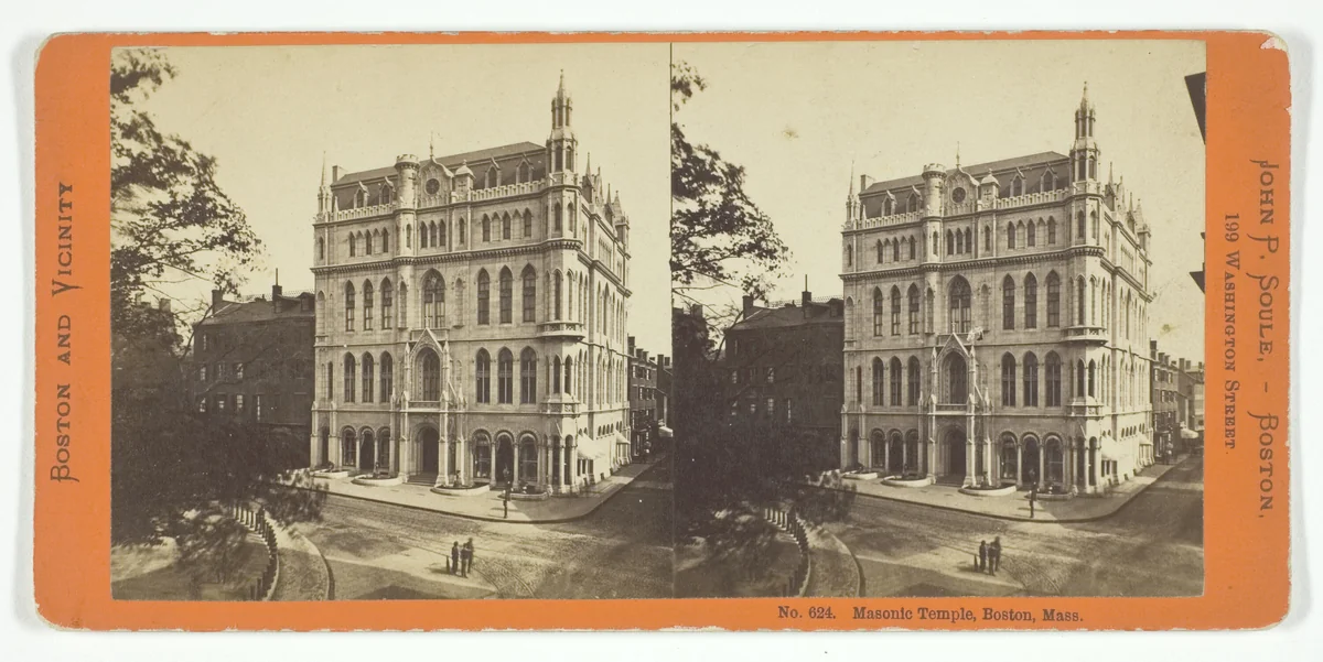 Masonic Temple, Boston, Mass., No. 624 from the series "Boston and Vicinity" by John P. Soule, photograph, 1861-1888