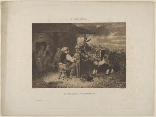 A Tavern in Normandy, from "L'Artiste" by Jules-Jacques Veyrassat, print, 1828-1893