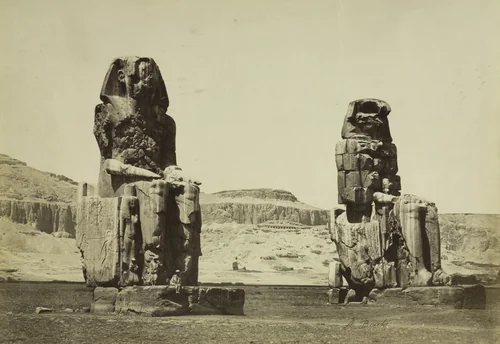 The Colossi of Memnon, Thebes by Antonio Beato, photograph, 1860-1869