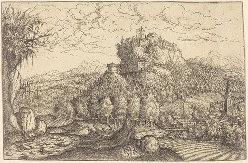 Landscape with a Castle in the Center by Hanns Lautensack, print, 1553