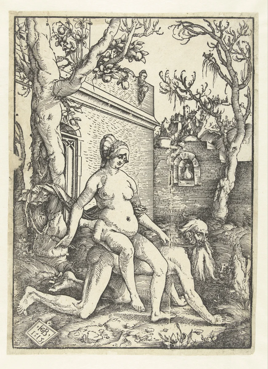 Aristoteles en Phyllis (Campaspe) by Unknown, print, 1515