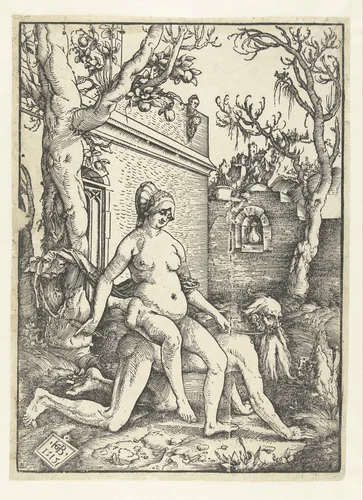 Aristoteles en Phyllis (Campaspe) by Unknown, print, 1515
