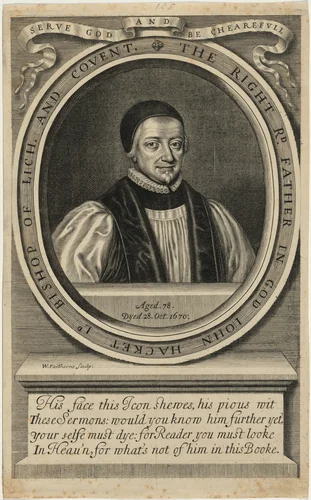 John Hacket, Bishop of Lichfield and Coventry by William Faithorne, print, 1675