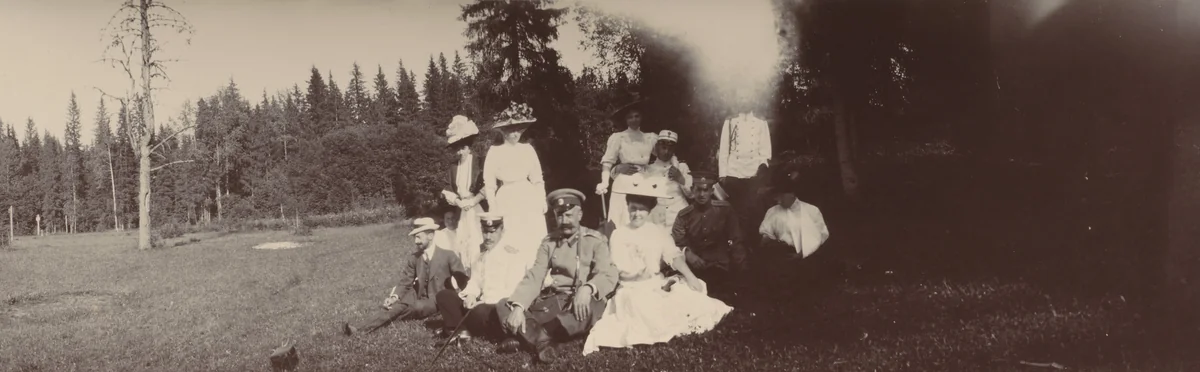 Grand Duchess Xenia Alexandrovna with a Danish Officer, Gatchino by Unidentified Photographer, photograph, 1908