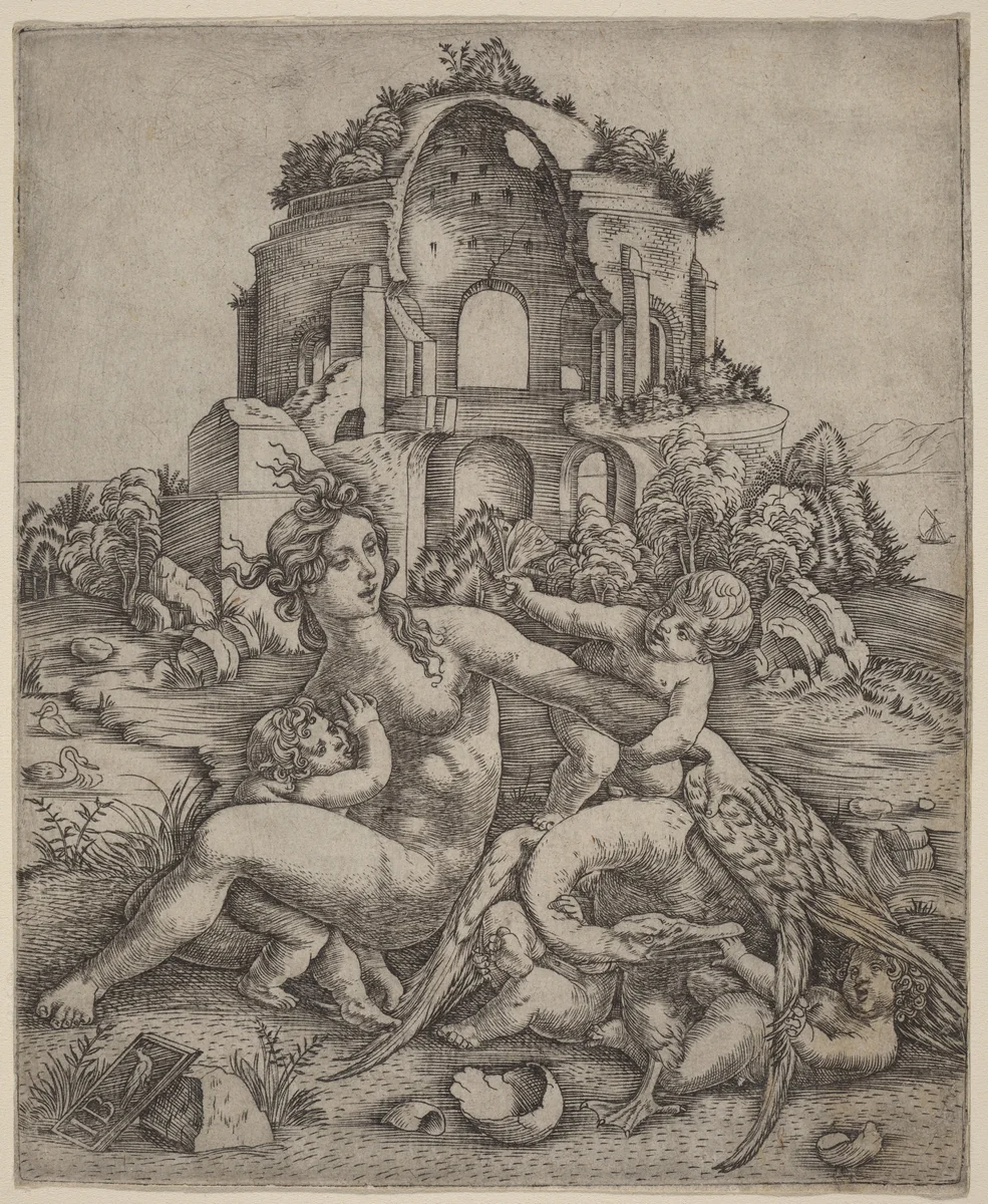 Leda and the Swan by Giovanni Battista Palumba, print, 1510
