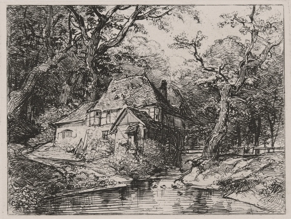 Waterfall in the Woods by Caspar Johann Nepomuk Scheuren, portfolio, 1842