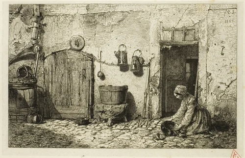 Scullery Maid by Charles-Émile Jacque, print, 1844