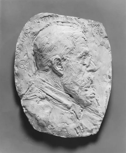 Self-Portrait by Alexandre-Louis-Marie Charpentier, metalwork, 1902