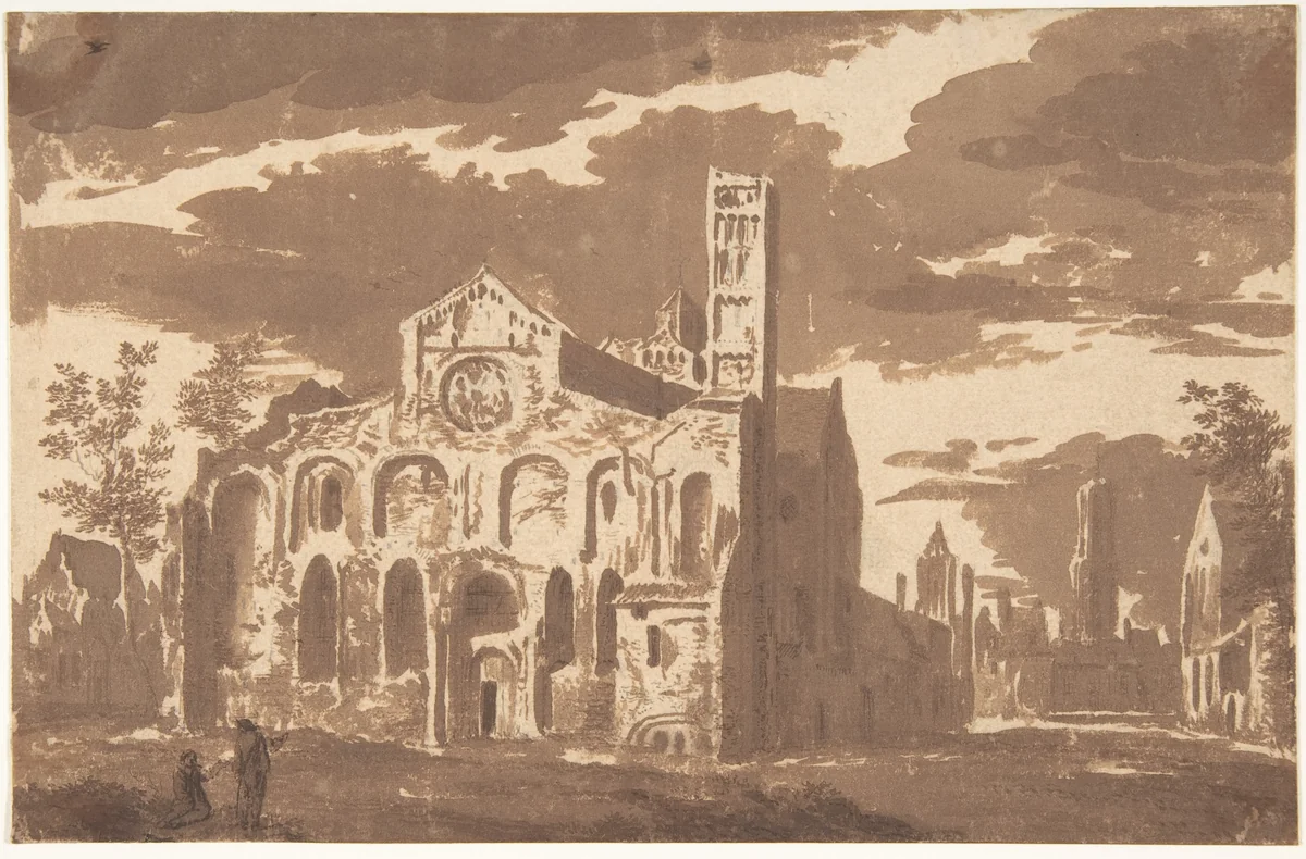 The Mariakerk In Utrecht by Jacob van der Ulft, drawing, 1652-1689