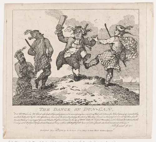 The Dance on Dun-Can (Picturesque Beauties of Boswell, Part the Second) by Thomas Rowlandson, print, 1786