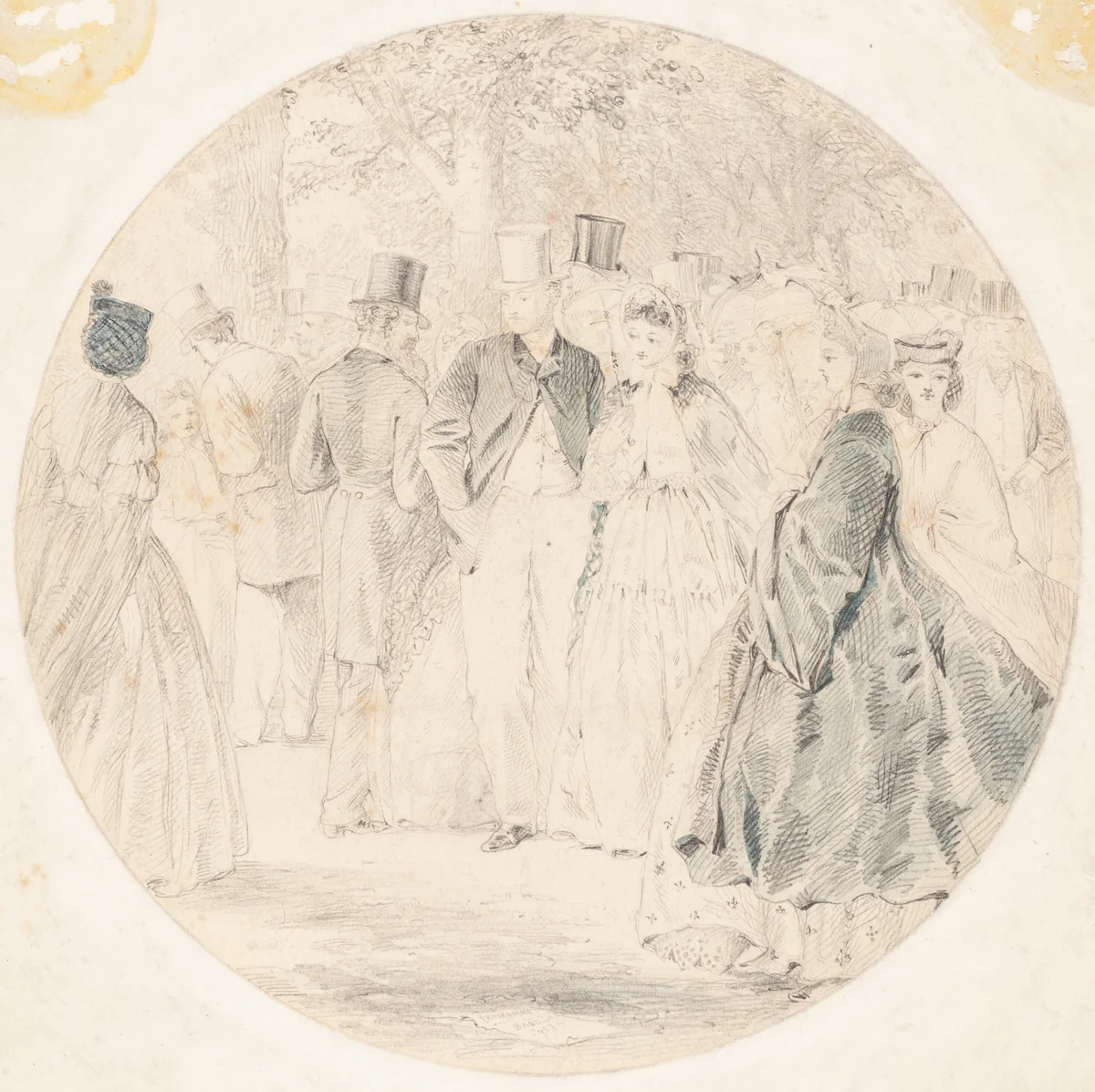 Kensington Gardens [recto] by Walter Crane, drawing, 1863