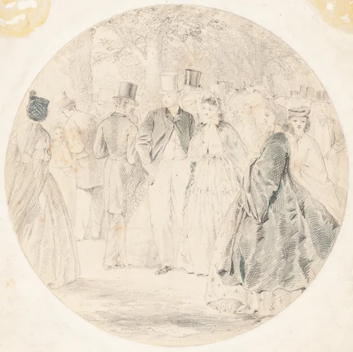 Kensington Gardens [recto] by Walter Crane, drawing, 1863