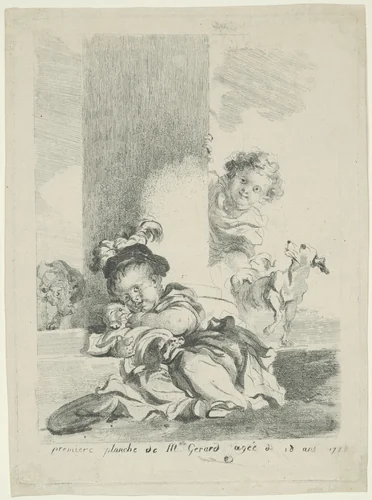 The Child and the Cat by Marguerite Gérard, print, 1778